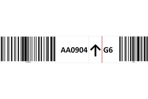 Magnetic rack barcode with guiding arrow and check digit barcode