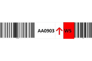 Magnetic rack barcode with guiding arrow and check digit barcode