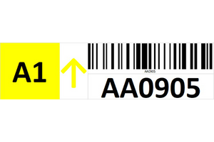 Magnetic rack barcode with check digit and guiding arrow - left side