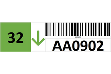 Load image into Gallery viewer, Magnetic rack barcode with check digit and guiding arrow - left side
