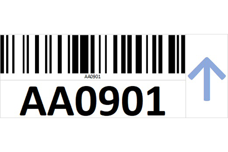 Magnetic rack barcode with guiding arrow - right side