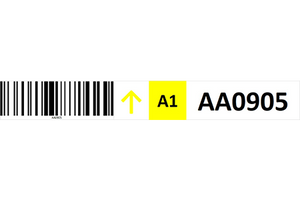 Magnetic rack barcode with guiding arrow and check digit - middle