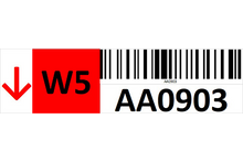 Load image into Gallery viewer, Magnetic rack barcode with guiding arrow and check digit - left side
