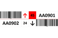 Load image into Gallery viewer, Two magnetic rack barcode with guiding arrow and check digit - middle
