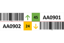 Load image into Gallery viewer, Two magnetic rack barcode with guiding arrow and check digit - middle
