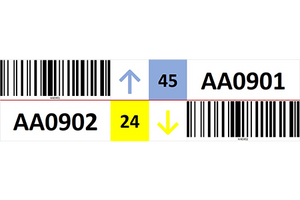 Two magnetic rack barcode with guiding arrow and check digit - middle
