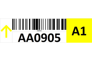 Magnetic rack barcode with guiding arrow - left side and check digit - right side