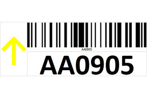 Magnetic rack barcode with guiding arrow - left side