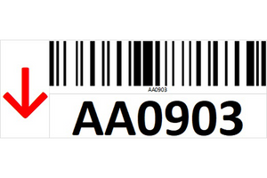 Magnetic rack barcode with guiding arrow - left side