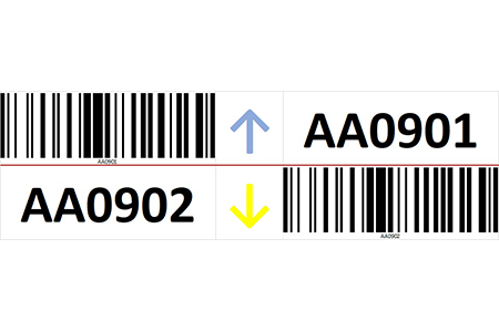 Two magnetic rack barcode with guiding arrow - middle