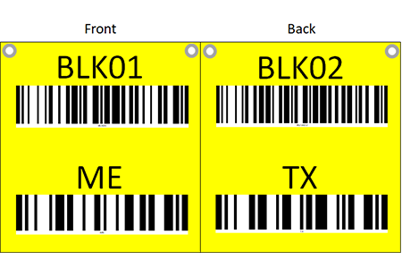 Hanging sign with barcode and check digit with different sides