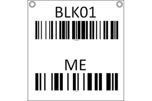 Hanging sign with barcode and check digit - two sided